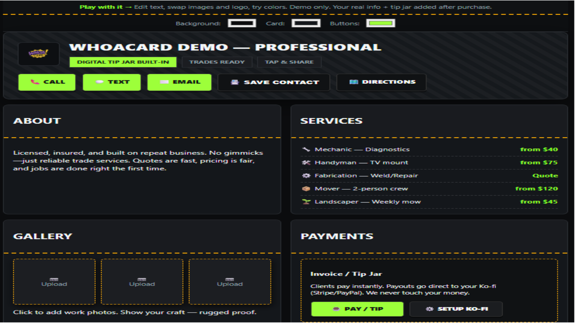 Professional demo