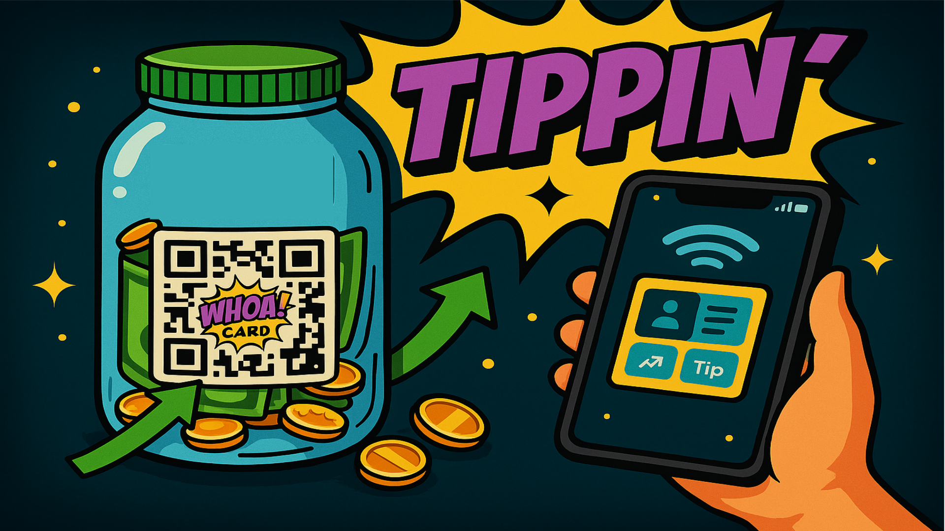 Digital tip jar on counter