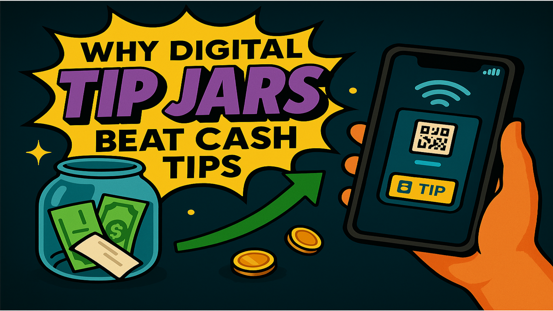 Digital tip jar on counter